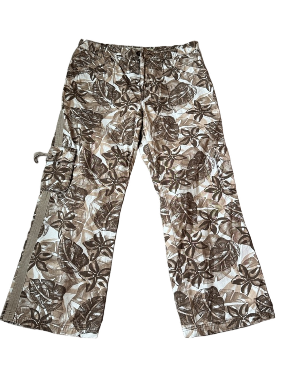 Cabela's Casuals White Brown Leaf Print Pants SIZE 14